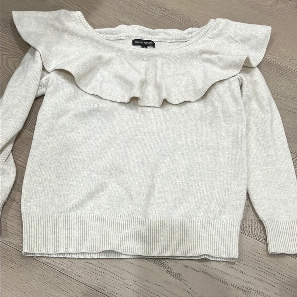 White Ruffled Sweater